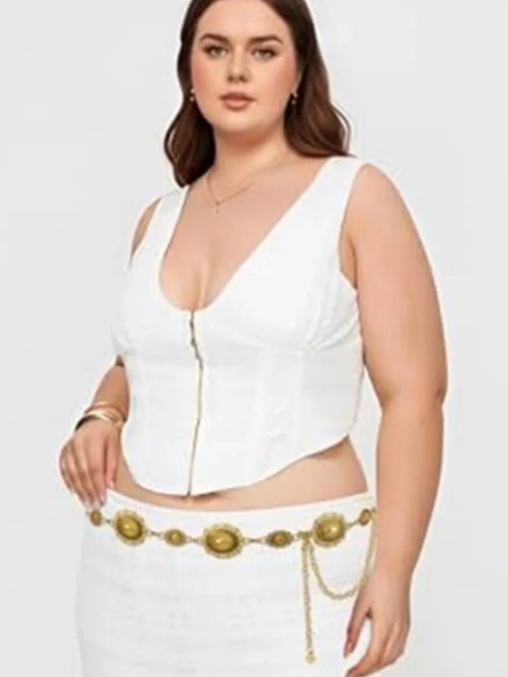 Women Western Metal Chain Belt Concho Belt Cowgirl Waist Link for Jeans Dresses